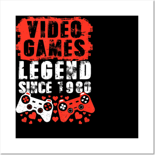 Gaming 1980 Birthday Video Games Birthday Gamer Posters and Art
